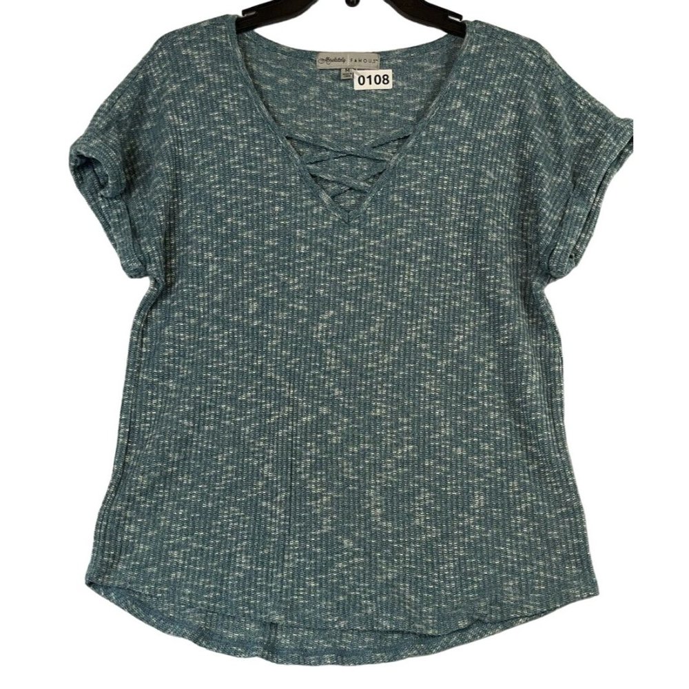 absolutely famous women shirt size m short sleeve corlor green